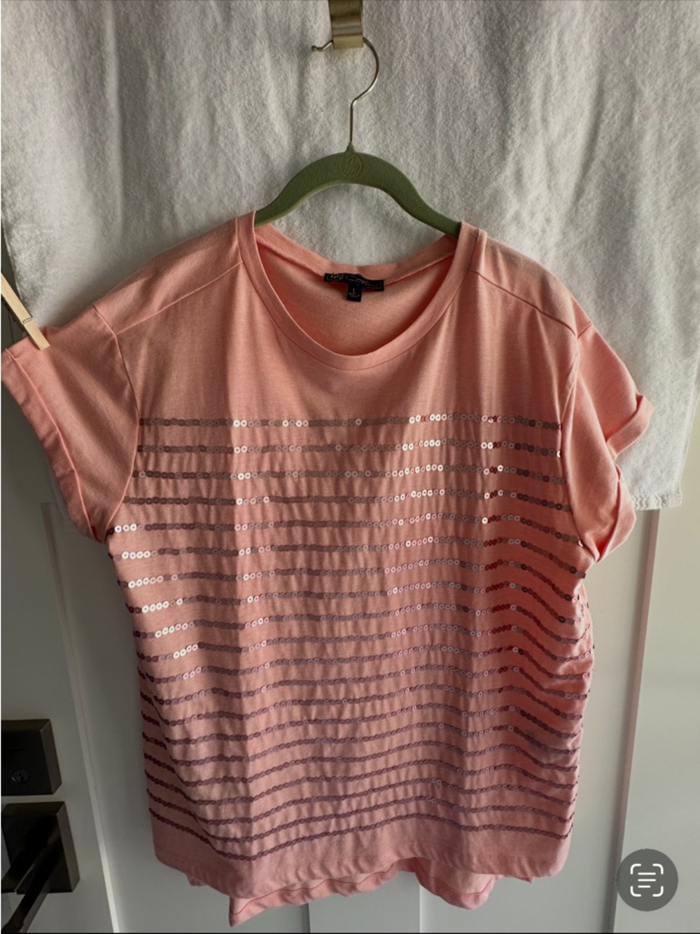 DC Peach Short Sleeve Sequin Stripe Tee